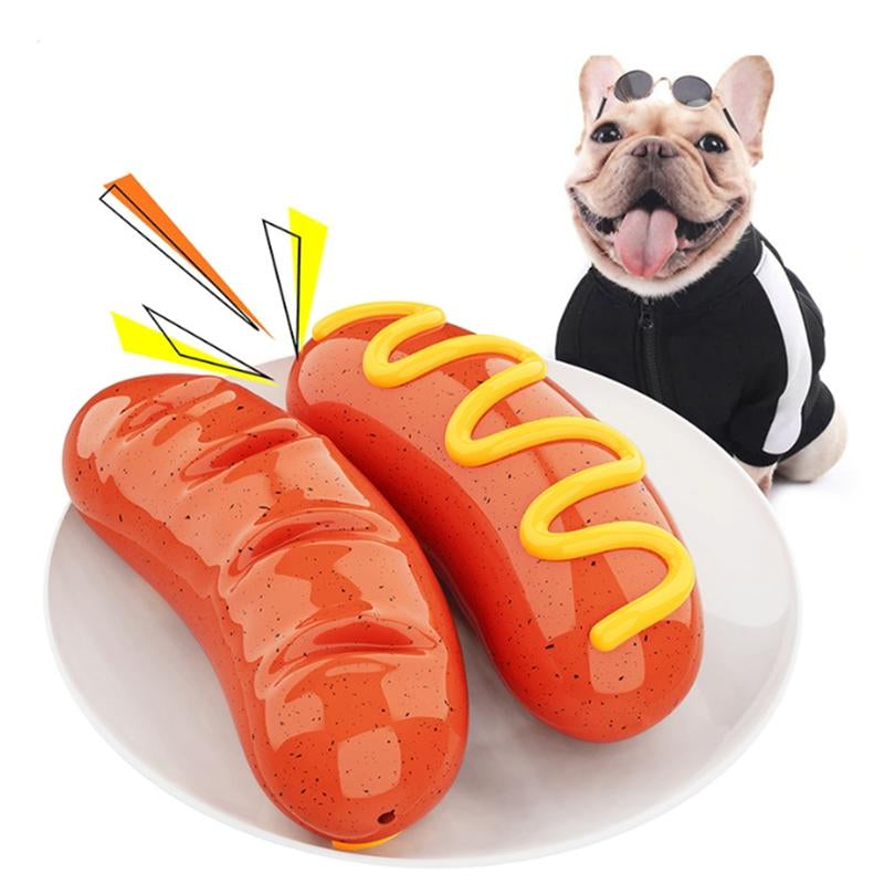 Dog Toy-Hotdog Chew Toy: Hot Dog, Sausage, and Orange Interactive for Mature Dogs – Durable Teeth Cleaning and Training Plush Toys for Small, Medium, and Large Breed Dogs – Funny Squeak Toys Included Dog Enrichment Aggressive Chewer Puppy Toys Doggy Toy