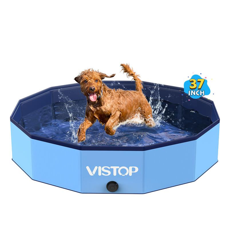 VISTOP Extra Large Foldable Dog Pool, Hard Plastic Shell Portable Swimming Pool Pet Puppy Bathing Tub Collapsible Pool for Dogs Cats and Kids