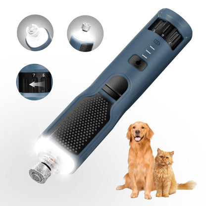 Pet Nail Grinder, 7-Speed, with 360 ° LED Light, C-Type Rechargeable Ultra Quiet Low Vibration Electric, Suitable for Dog Nail Trimming Machine for Cat Paw Beauty of Large, Medium, and Small Pets